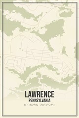 Retro US city map of Lawrence, Pennsylvania. Vintage street map.