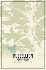 Retro US city map of Russellton, Pennsylvania. Vintage street map.