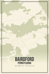 Retro US city map of Bairdford, Pennsylvania. Vintage street map.