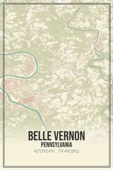 Retro US city map of Belle Vernon, Pennsylvania. Vintage street map.