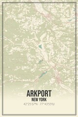 Retro US city map of Arkport, New York. Vintage street map.