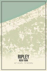 Retro US city map of Ripley, New York. Vintage street map.