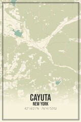 Retro US city map of Cayuta, New York. Vintage street map.