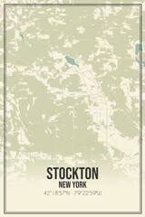 Retro US city map of Stockton, New York. Vintage street map.