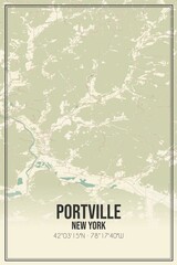 Retro US city map of Portville, New York. Vintage street map.