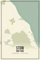 Retro US city map of Stow, New York. Vintage street map.