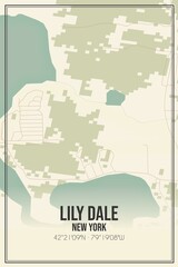 Retro US city map of Lily Dale, New York. Vintage street map.
