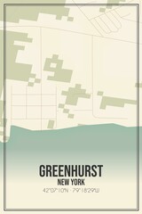Retro US city map of Greenhurst, New York. Vintage street map.