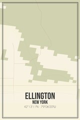 Retro US city map of Ellington, New York. Vintage street map.