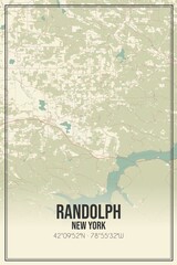 Retro US city map of Randolph, New York. Vintage street map.