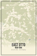 Retro US city map of East Otto, New York. Vintage street map.