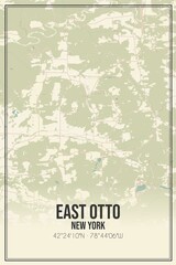 Fototapeta premium Retro US city map of East Otto, New York. Vintage street map.