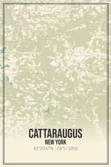 Retro US city map of Cattaraugus, New York. Vintage street map.