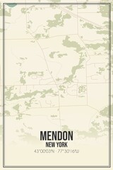 Fototapeta na wymiar Retro US city map of Mendon, New York. Vintage street map.