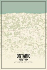 Retro US city map of Ontario, New York. Vintage street map.