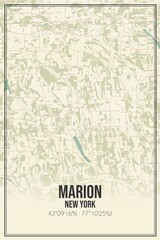 Retro US city map of Marion, New York. Vintage street map.