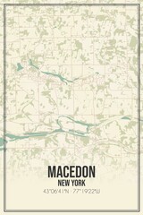 Retro US city map of Macedon, New York. Vintage street map.