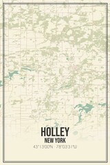 Retro US city map of Holley, New York. Vintage street map.