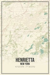 Fototapeta na wymiar Retro US city map of Henrietta, New York. Vintage street map.