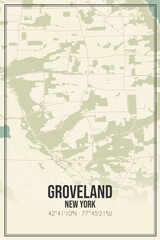 Retro US city map of Groveland, New York. Vintage street map.