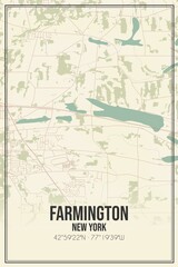 Retro US city map of Farmington, New York. Vintage street map.