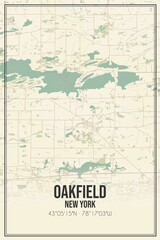 Fototapeta premium Retro US city map of Oakfield, New York. Vintage street map.