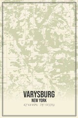 Retro US city map of Varysburg, New York. Vintage street map.