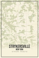 Retro US city map of Strykersville, New York. Vintage street map.
