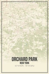 Retro US city map of Orchard Park, New York. Vintage street map.