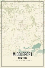 Retro US city map of Middleport, New York. Vintage street map.