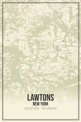 Retro US city map of Lawtons, New York. Vintage street map.