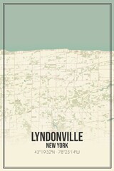 Retro US city map of Lyndonville, New York. Vintage street map.