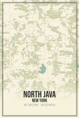 Retro US city map of North Java, New York. Vintage street map.