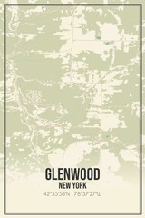 Retro US city map of Glenwood, New York. Vintage street map.