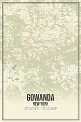 Retro US city map of Gowanda, New York. Vintage street map.