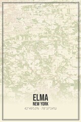 Retro US city map of Elma, New York. Vintage street map.