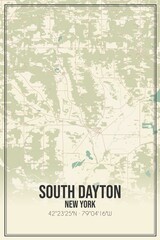 Retro US city map of South Dayton, New York. Vintage street map.