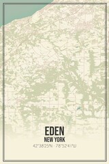 Retro US city map of Eden, New York. Vintage street map.