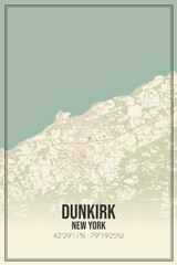 Retro US city map of Dunkirk, New York. Vintage street map.