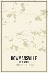Retro US city map of Bowmansville, New York. Vintage street map.
