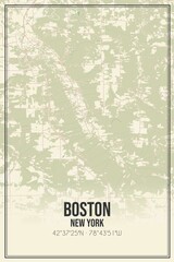 Retro US city map of Boston, New York. Vintage street map.