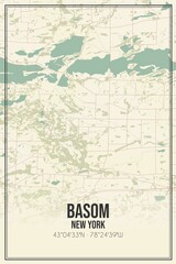 Fototapeta premium Retro US city map of Basom, New York. Vintage street map.