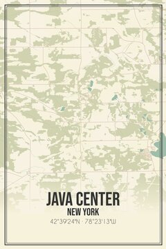 Retro US city map of Java Center, New York. Vintage street map.