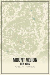 Retro US city map of Mount Vision, New York. Vintage street map.