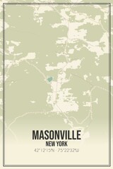 Retro US city map of Masonville, New York. Vintage street map.