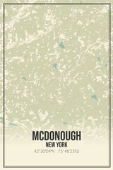 Retro US city map of McDonough, New York. Vintage street map.