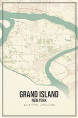 Retro US city map of Grand Island, New York. Vintage street map.