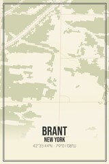 Retro US city map of Brant, New York. Vintage street map.