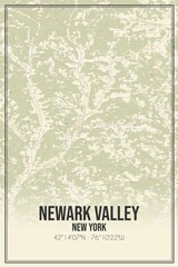 Retro US city map of Newark Valley, New York. Vintage street map.