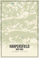 Retro US city map of Harpersfield, New York. Vintage street map.